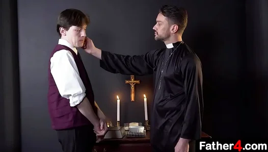 Forbidden Rite: Innocent Boy Punished by Lustful Clerics Firm Hand in Sacred Confessional
