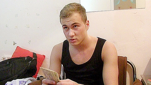 Blonde Hunk Sates Debt by Worshipping Muscular Lovers Thick, Sweat-Dripping Shaft on