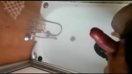 Slick With Sweat, He Fucks His Fist Then Paints the Shower with Thick Spunk