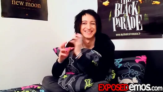 Inked Emo Boys Desperate Plea: Frantically Jerking Off His Beastly Boner While Stuffing