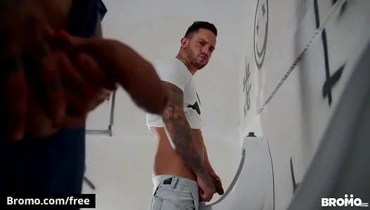 Ink-Sleeved Hunks Unleash Raw Passion at the Mens Room Urinals - Naughty Public Bathroom