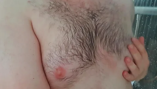 Steamy Shower Session: Rugged Chubs Plump Nips Drenched in Pearly Droplets – Gay XXX 18+