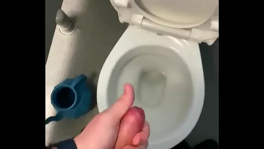 Wild Restroom Solo: Thick Cock Erupts with Pleasure in Private