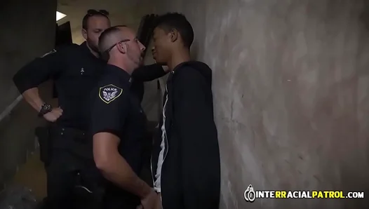 Intense Dominance: Blonde Cop Asserts Authority Over Muscular Black Lover in Sizzling