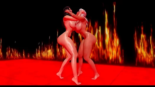 Blonde Beauty Engages in Sizzling Skin-to-Skin Showdown with Brunette Rival – 18+