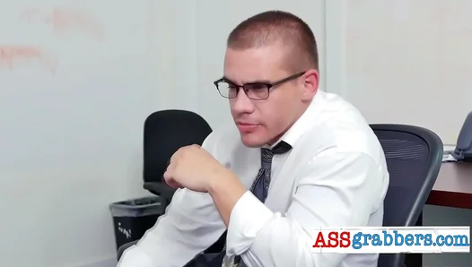 Interracial Office Domination: Thick Black Cock Takes Two Submissive White Boys – 18+