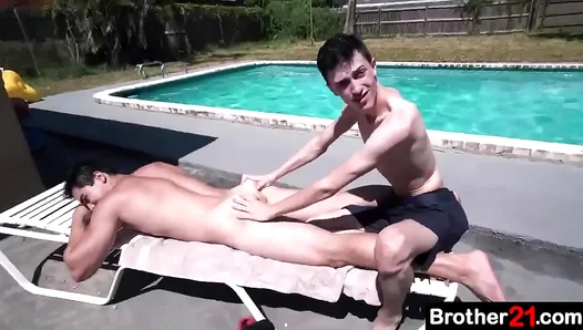 Steamy Stepbro Poolside Threesome: Nephew Enjoys Uncles Hung, Slick Body – WildTeens 18+