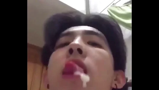 Thai Teens Thirst Quenched: He Guzzles Down Hot Cum in Steamy Solo Fun