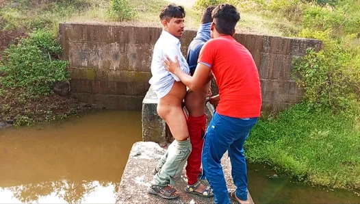Steamy Woods Threesome: Hung Indian Boys and their White Lover Get Frisky by the Riverbank