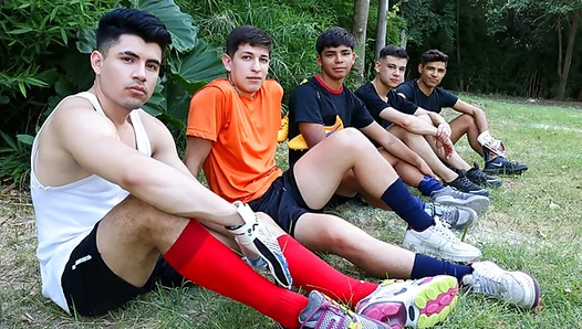 Soccer Stars Sate Their Lust: Intense Post-Game Threeway with Sweat-Soaked Muscles –