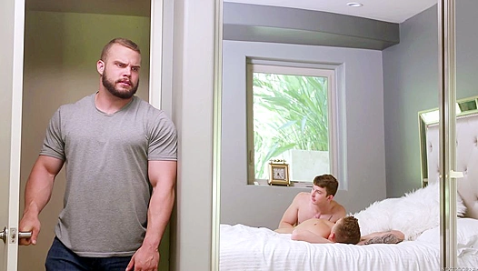 Steamy Threesome: Hot Neighbors Gunner and Nathan Dax Get Wild - TinyGays 18+