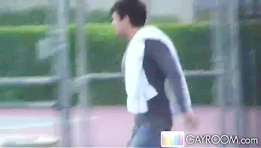 Caught Red-Handed: Hunky Shows Off Chiseled Abs Then Swallows Massive Cock Deep