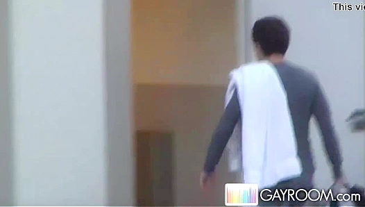 Caught Red-Handed: Hunky Shows Off Chiseled Abs Then Swallows Massive Cock Deep