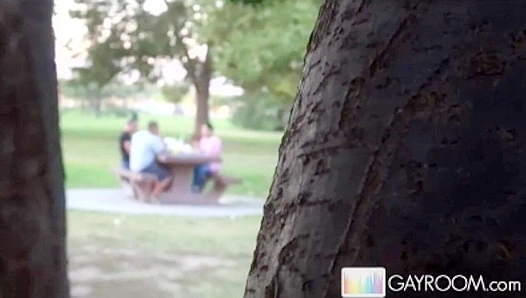 Mystery Park Encounter: Watching Muscular Stud Stroke for Your Pleasure