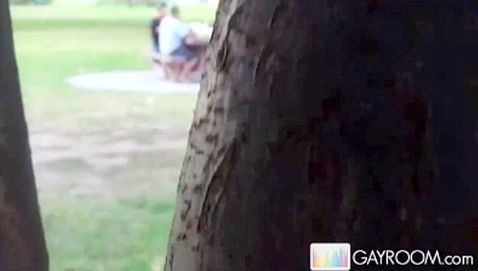 Mystery Park Encounter: Watching Muscular Stud Stroke for Your Pleasure