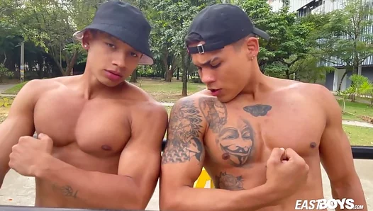 Horny Latino Beefcakes Pump Iron, Then Slam Their Thick Juicy Cocks Together in Raw