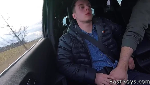 Backseat Blowout: Victor Schumann Worships Steamy Studs Thick Cock