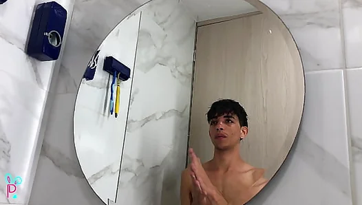 Exposing His Thick Latin Heat: Adorable Twink Shows Off Huge Uncut Cock Privately –