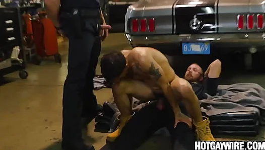 Cuffed and Overwhelmed: Two Hungry Cops Ravage Their Partners Ass in Intense Threesome –