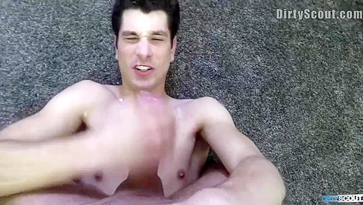 Sticky Mess Smolder: Dark Stud Takes Anal Cream Pie with Flirtatious Smile - Hot Gay