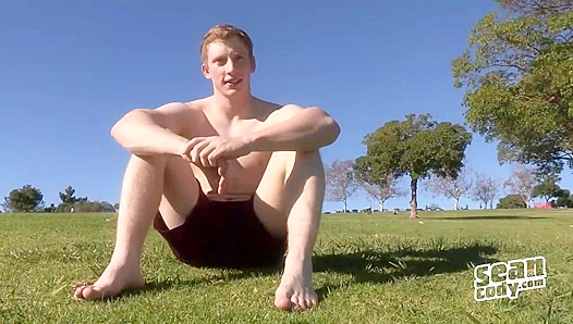 Redheaded Solo Delight: Fiery Lad Strokes His Thick, Pale Cock to Bliss