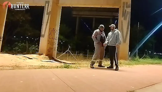 Bikers : He Spies, Seduces, Swallows the Peeping Construction Workers Massive Cock –