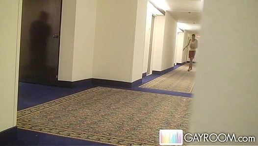 Steamy Corridor Conquest: Dildo Delight in Upscale Hotel – Naughty Gay Hookup XXX