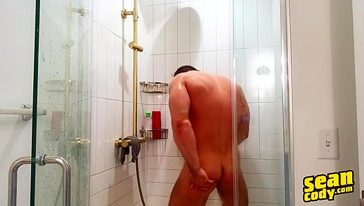 Steamy Shower Solo Session: Sean Codys Hunky Bearded Boy Plays with His Thick Cock