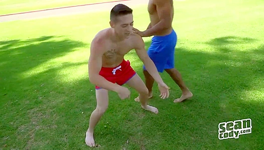Lane Murrays Sweaty Muscles, Covered in Grime After Wrestling Match with Sean Cody – Raw