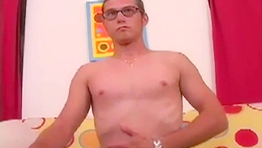 Rico the Nerdy Twink Teases with Seductive Strokes at Gay Circle Jerk Party